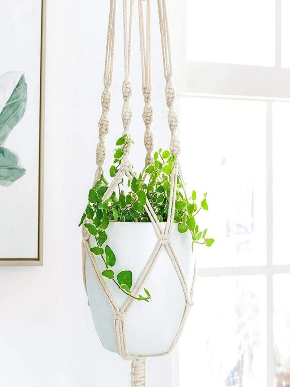 2-Pack Macrame Jute Plant Hangers 41” Large Boho Style Pot Holders - Picture 9 of 12